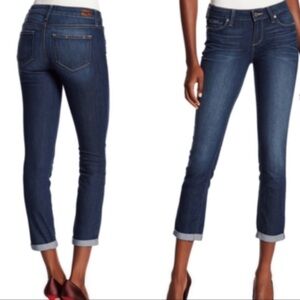 PAIGE Dark Indigo Cropped Straight Jeans